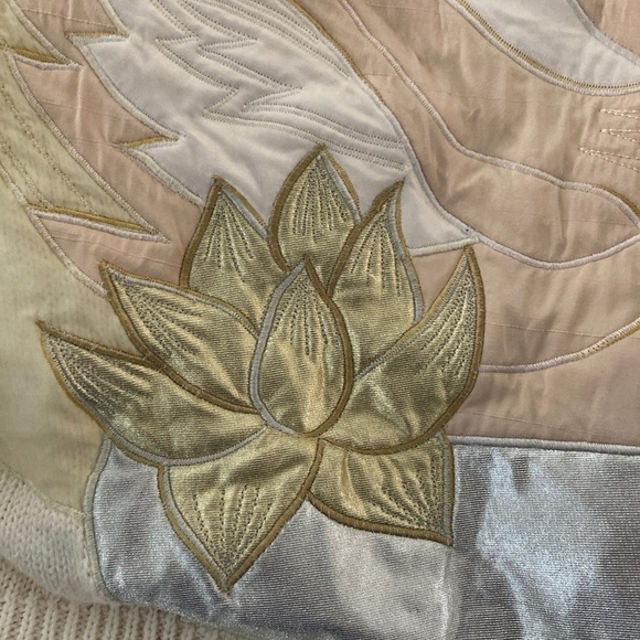 Vintage 80’s I. B. Diffusion ramie silk swan dove. Gold & silver lame. E134 - Picture 5 of 6